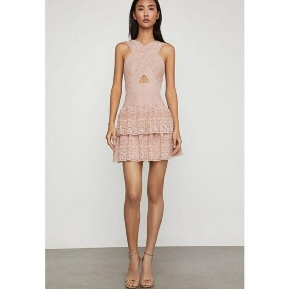 BCBGMAXAZRIA Alissa Ruffle Tiered Lace Mini Dress - Picture 2 of 11